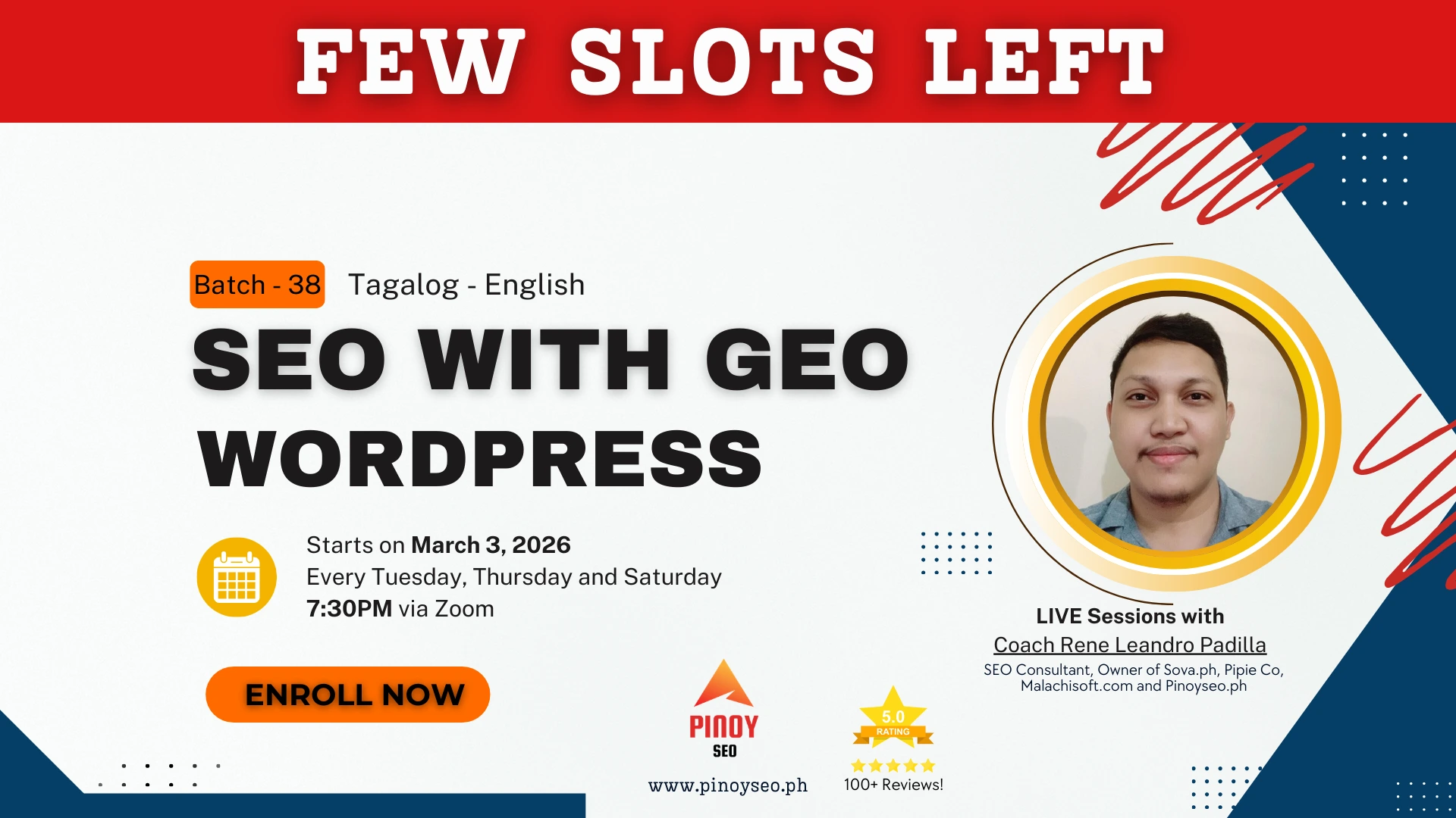 Few Slots Left : Batch 38 – 4-Week Online SEO with GEO Bootcamp – March 3, 2026 – April 7, 2026 – Tagalog -English