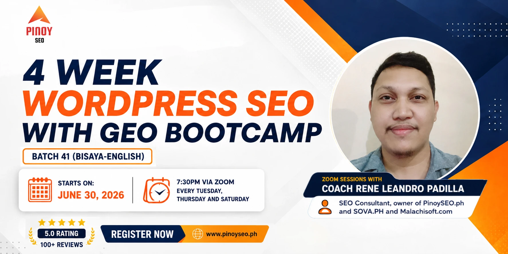 UPCOMING: Batch 42 – 4-Week Online SEO with GEO Bootcamp – June 30, 2026 – August 1, 2026 – Bisaya -English